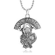 Men&#039;s Jewelry Gifts Silver Charm Sons Of Anarchy Retro Skull Pendant Necklace N2