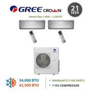 Gree MULTI18BCROWN200 - 18,000 BTU Multi21 Dual-Zone Wall Mounted Mini Split Air Conditioner with Heat Pump 220V... N6