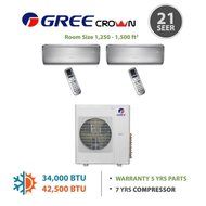 Gree MULTI18BCROWN200 - 18,000 BTU Multi21 Dual-Zone Wall Mounted Mini Split Air Conditioner with Heat Pump 220V... N7