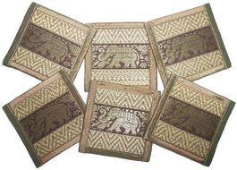 Chic Nature Reed Elephant Collection 6-piece Handmade Coaster Set, Assorted Color (Brown #3) N2