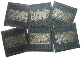Chic Nature Reed Elephant Collection 6-piece Handmade Coaster Set, Assorted Color (Brown #3) N3