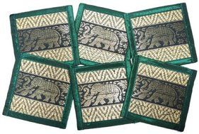 Chic Nature Reed Elephant Collection 6-piece Handmade Coaster Set, Assorted Color (Brown #3) N5