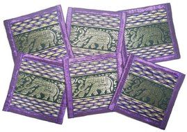 Chic Nature Reed Elephant Collection 6-piece Handmade Coaster Set, Assorted Color (Brown #3) N6