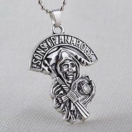 Men's Jewelry Gifts Silver Charm Sons Of Anarchy Retro Skull Pendant Necklace N5