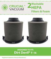 2 Dirt Devil F16 HEPA Filter &amp; FOAM Filter, Long-Life WASHABLE, REUSABLE, Compare With Dirt Devil Part F-16 #1... N2