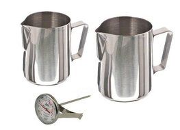 12 oz and 20 oz Stainless Steel Pitcher with Thermometer Set