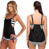 HOT Sale!MOKINGTOP,Canserin Women Striped Splicing Spaghetti Strap Swimwear N27