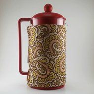 Gold and Peach Paisley, French Press Cozy, Cafetiere Cosy, 8 cup