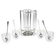 First4Spares Premium Chrome 52 Pod Coffee Pod Holder Stand &amp; Glass Service Set for Tassimo T-Disc Coffee Machines
