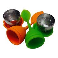 Tea Leaf Infuser Set, Silicone Long handle, Stainless Steel Base, Drip Tray,Perfect Cup Of Loose Tea. Guaranteed... N2