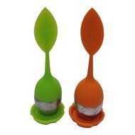 Tea Leaf Infuser Set, Silicone Long handle, Stainless Steel Base, Drip Tray,Perfect Cup Of Loose Tea. Guaranteed... N3