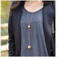 New Fashion Women Necklace Double Gold Plated Long Chain Sweater Pendant Jewelry N3