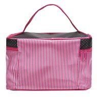 Cosmetic Bag, Bolayu Square Bow Stripe (Hot Pink) N8