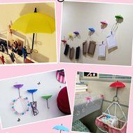 Toyofmine 3Pcs Colorful Umbrella Wall Hook Key Hair Pin Holder Organizer Decorative Decor (red pink yellow) N6