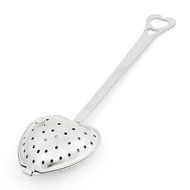 uxcell Steel Long Grip Mesh Heart Shaped Tea Strainer Spoon Filter