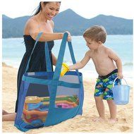 SySrion Mesh Beach Tote Bag Stay Away From Sand for the Beach-Also good for Pool &amp; Boating (blue) N6