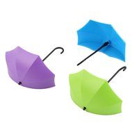 Toyofmine 3Pcs Colorful Umbrella Wall Hook Key Hair Pin Holder Organizer Decorative Decor (red pink yellow) N9