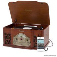 Electrohome Wellington Record Player Retro Vinyl Turntable Real Wood Stereo System, AM/FM Radio, CD, USB for MP3... N2