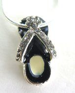 Elegant jewelry box, with 2 white beach bracelets, and Black Necklace N6