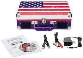 ClearClick Portable 3-Speed Vintage Suitcase/Briefcase Turntable (USA Flag Design) - Vinyl Record Player with... N2