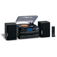 Jensen 3-Speed Turntable CD/AM/FM Music System Cassette Encoding, Dual Cd Loading, CD-R/RW Compatible with Aux...