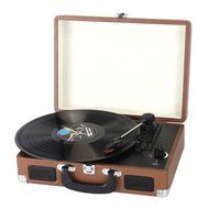 Timestorm XR-636BP Belt-Drive 3-Speed Portable Stereo Bluetooth Turntable (Brown) N2
