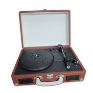 Timestorm XR-636BP Belt-Drive 3-Speed Portable Stereo Bluetooth Turntable (Brown) N3