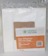 3 Dirt Devil AC Bags; Fits Dirt Devil Turbo Canister Vacuums; Compare to Part # 304325001; Designed &amp; Engineered... N3
