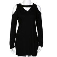 Women Dress,Haoricu Fall Women Sexy V-collar Strapless Skull Hollow Long-sleeved Dress N4