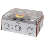 Jensen 3-Speed Stereo Turntable with AM/FM Stereo Radio with 2 Built-In Speakers, External Stereo Speaker Output...