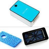 ESUMIC Portable Mini Air Conditioner Travel Handheld USB Rechargeable Cooling Fan for Summer Blue N4
