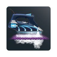 Temperature Control System, Steam Focus Iron, with 400-Hole Stainless Steel Soleplate, Blue