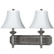 Cal Lighting LA-60001W2L-2 Wall Sconce with White Fabric Shades, Antique Gold Finish by Cal