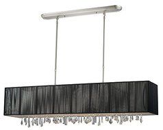 Z-Lite 173-48BK Casia Five Light Island/Billiard, Metal Frame, Brushed Nickel Finish and Black Shade of Nylon...