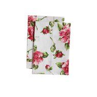 Jessie Steele Pink Magnolias Cloth Napkins, White