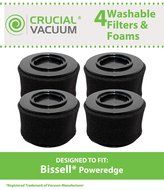 4 Bissell PowerEdge Washable Dust Cup Filter and Outer Foam Fits Bissell PowerEdge Hard Floor Vacuum 81L2, 81L2T...