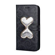 Galaxy S6 Edge Wallet Case, PHEZEN Bling Liquid Glitter Love Heart Floating 3D Hourglass Luxury Pu Leather Magnet... N43