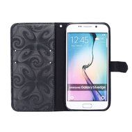 Galaxy S6 Edge Wallet Case, PHEZEN Bling Liquid Glitter Love Heart Floating 3D Hourglass Luxury Pu Leather Magnet... N46