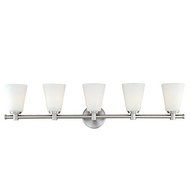 Hudson Valley Lighting Garland 5-Light Vanity Light - Polished Nickel Finish with White Swirl Glass Shade by Hudson...
