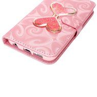 Galaxy S6 Edge Wallet Case, PHEZEN Bling Liquid Glitter Love Heart Floating 3D Hourglass Luxury Pu Leather Magnet... N49