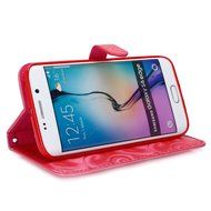 Galaxy S6 Edge Wallet Case, PHEZEN Bling Liquid Glitter Love Heart Floating 3D Hourglass Luxury Pu Leather Magnet... N56