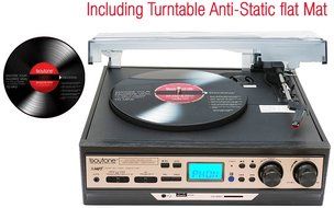Boytone BT-27R-C Bluetooth connection 3-Speed Stereo Turntable, 2 built in Speakers Digital LCD Display AM/FM... N2