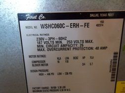 FIRST COMPANY New Commercial AC Package Unit - Geothermal Heat Pump WSHC060C-ERH-FE ACC-6812 N3