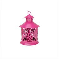 NorthLight 7.8 in. Shiny Pink Wrought Iron Ornate Candle Lantern