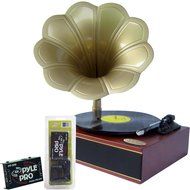 Pyle Turntable Record Player and Pre-Amplifier Package - PNGTT1R Classic Horn Phonograph/Turntable With USB-To-PC...