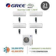 GREE Multi21 Quad-Zone VIREO Ductless Mini-Split System 42,000 BTU Inverter Heat Pump (12k, 12k, 12k, 12k Indoor... N3