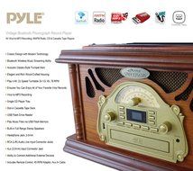 Pyle PTCDCS32BT Retro Vintage Classic Bluetooth Turntable Phonograph Gramophone Record Player, Vinyl-To-MP3 Recording N5