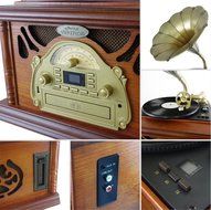 Pyle PTCDCS32BT Retro Vintage Classic Bluetooth Turntable Phonograph Gramophone Record Player, Vinyl-To-MP3 Recording N6