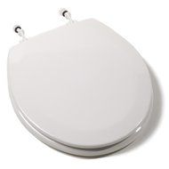 Comfort Seats C3B4R200WP Deluxe Molded Wood Toilet Seat with White Hinges, Round, White by Comfort Seats