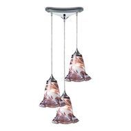 Elk 31342/3VPUR Vestido 3-Light Pendant with Purple Glass Shade, 10-Inch, Polished Chrome Finish by Elk